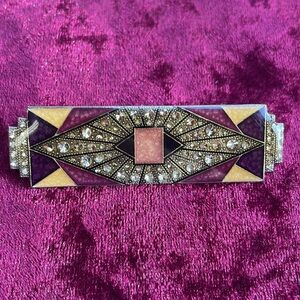 VINTAGE PIERRE BEX ART DECO STYLE ENAMEL RHINESTONE BROOCH